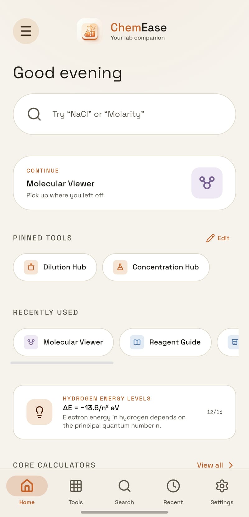 ChemEase on Android &mdash; Pick up where you left off